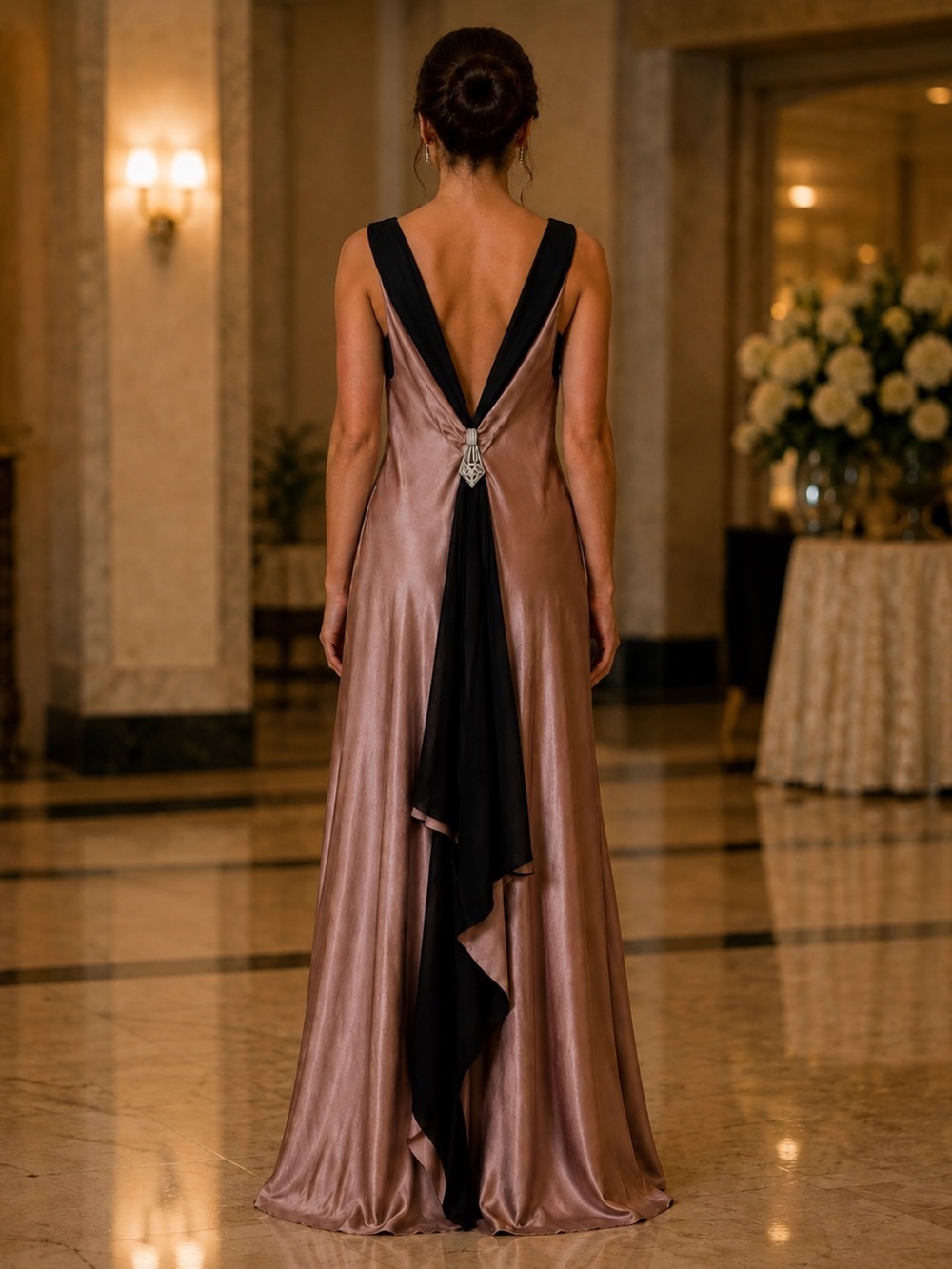 Melinda Eng Satin V-Back Evening Gown - Sz. 4